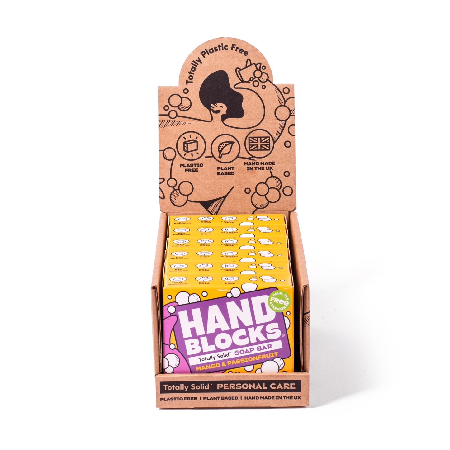 Hand Blocks: Mango & Passionfruit (6 Pack) - Cold Processed Natural Soap Bars - Plastic, Palm, SLS, SLES & Paraben Free