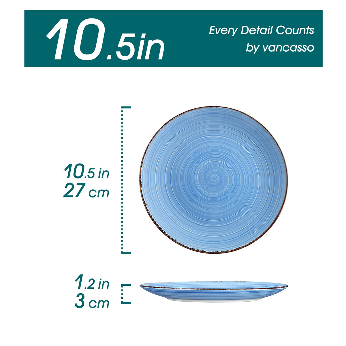 vancasso Bonita Dinner Plates Set of 6, 10.5 inch Scratch Resistant Ceramic Dinnerware Set, Dishwasher and Microwave Safe, Dessert Plates, Pasta