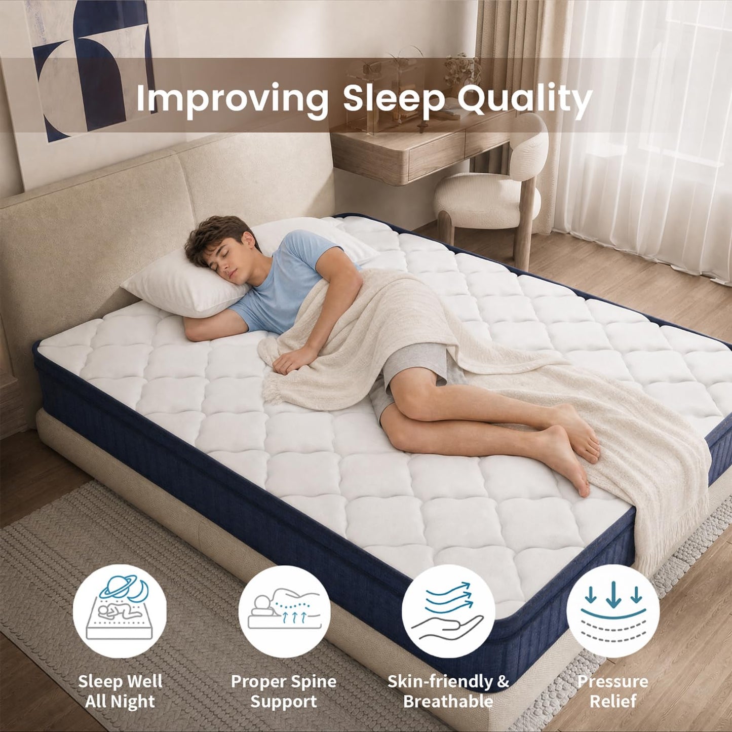 Clou&eir 190x120x25cm Small Double Memory Foam Spring Mattress