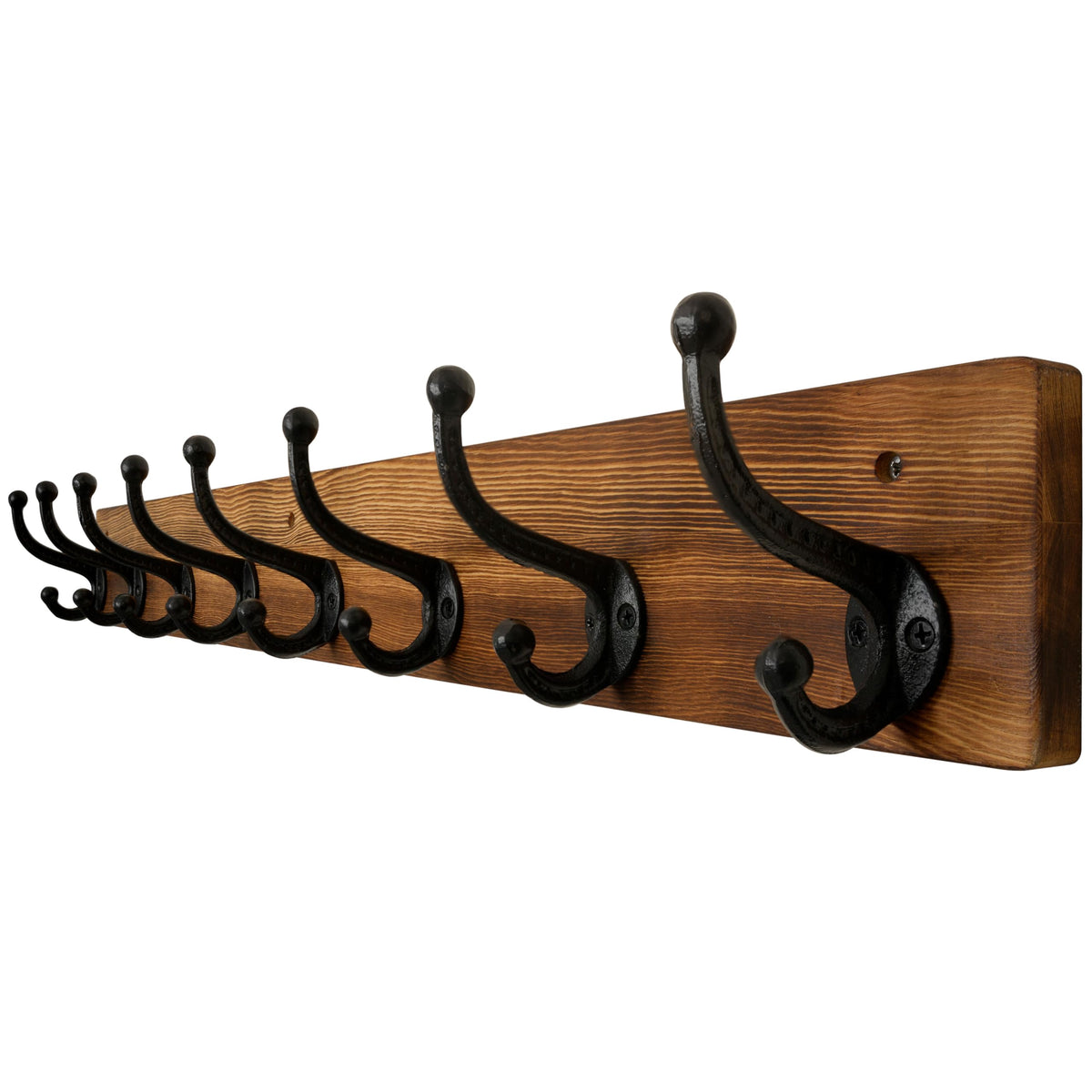 WEBI Rustic Coat Rack Wall Mount Long 8 Cast Iron Coat Hooks Wall Mounted,Heavy Duty Wall Coat Hanger Hooks for Hanging Coats,Clothes,Brown