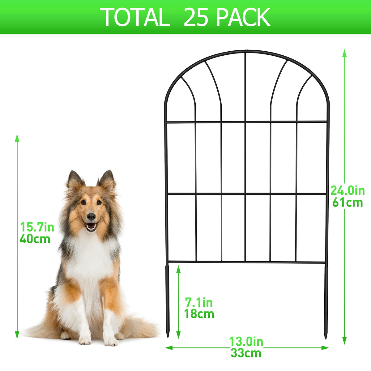 Decorative Garden Fence 25Pack, Metal Rustproof Iron Landscape Wire Folding Fencing Ornamental Panel, Outdoor Rustproof Fence Panel Animal Barrier