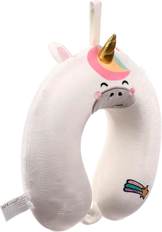 Puckator Relaxeazzz Astra the Unicorn Adoracorns Plush Memory Foam Travel Pillow - Cute Room Decor Preppy Animal Shaped Decorative Pillows Decorative Stuffed Toy Bedroom Accessories For Boys Girls