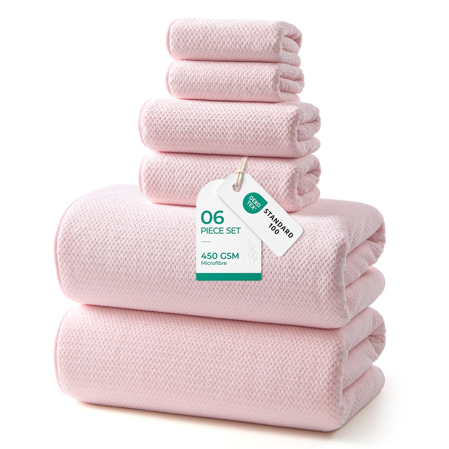 REDKISS 6 Pack Microfibre Towels set-450g/m²,Super Absorbent Towel for Bath