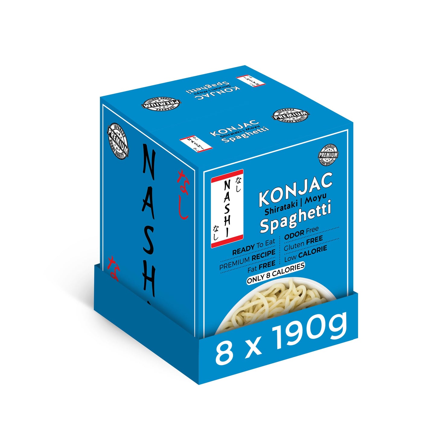 Nashi Shirataki Konjac Premium Spaghetti (8?190g) - Odour-Free, Low-Calorie & Fat-Free, Vegan & Keto Friendly Instant Meal | Ready to Eat