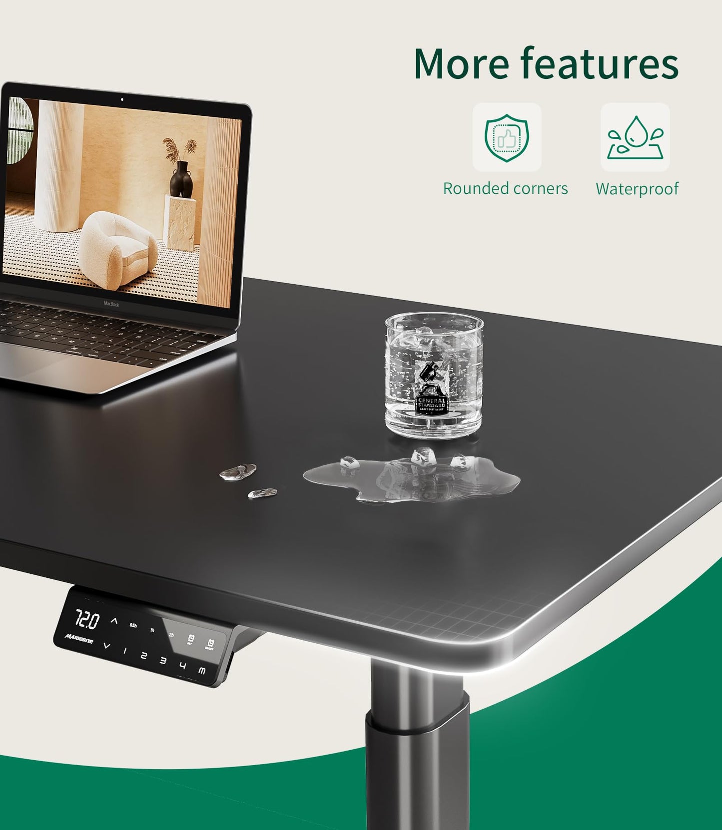 MAIDeSITe Table Top,Desktop for Height Adjustable Electric Standing Desk,120 * 60 * 2.5 cm