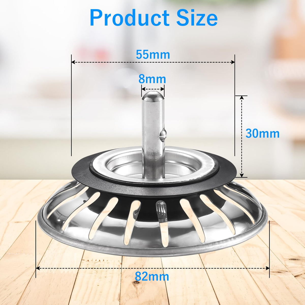 Tomario Kitchen Sink Plug Strainer Stainless Steel Strainers Sink Plugs Replacement Hole Diameter 82mm for Kitchen Sink