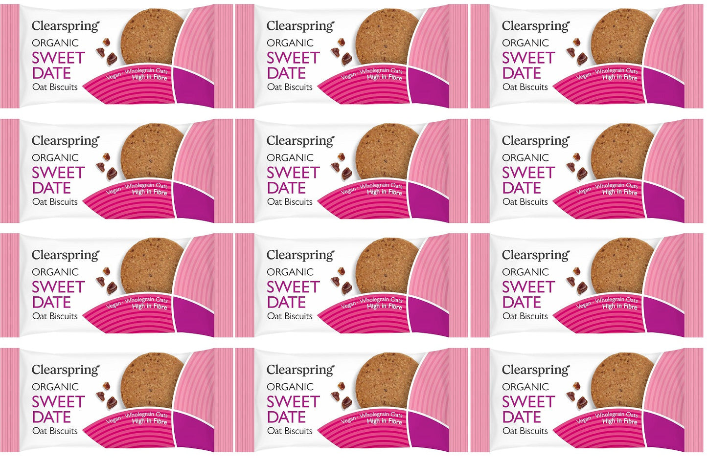 12 x Clearspring Org Oat Biscuits Sweet Date - 40g
