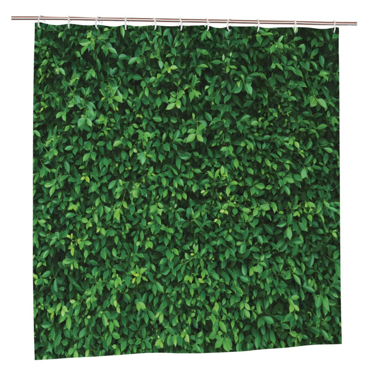 Newhomestyle Green Leaf Wall Outdoor Garden Theme Shower Curtain, Quick-Drying Waterproof Outdoor Garden Decoration, Summer Bath Curtain with 12