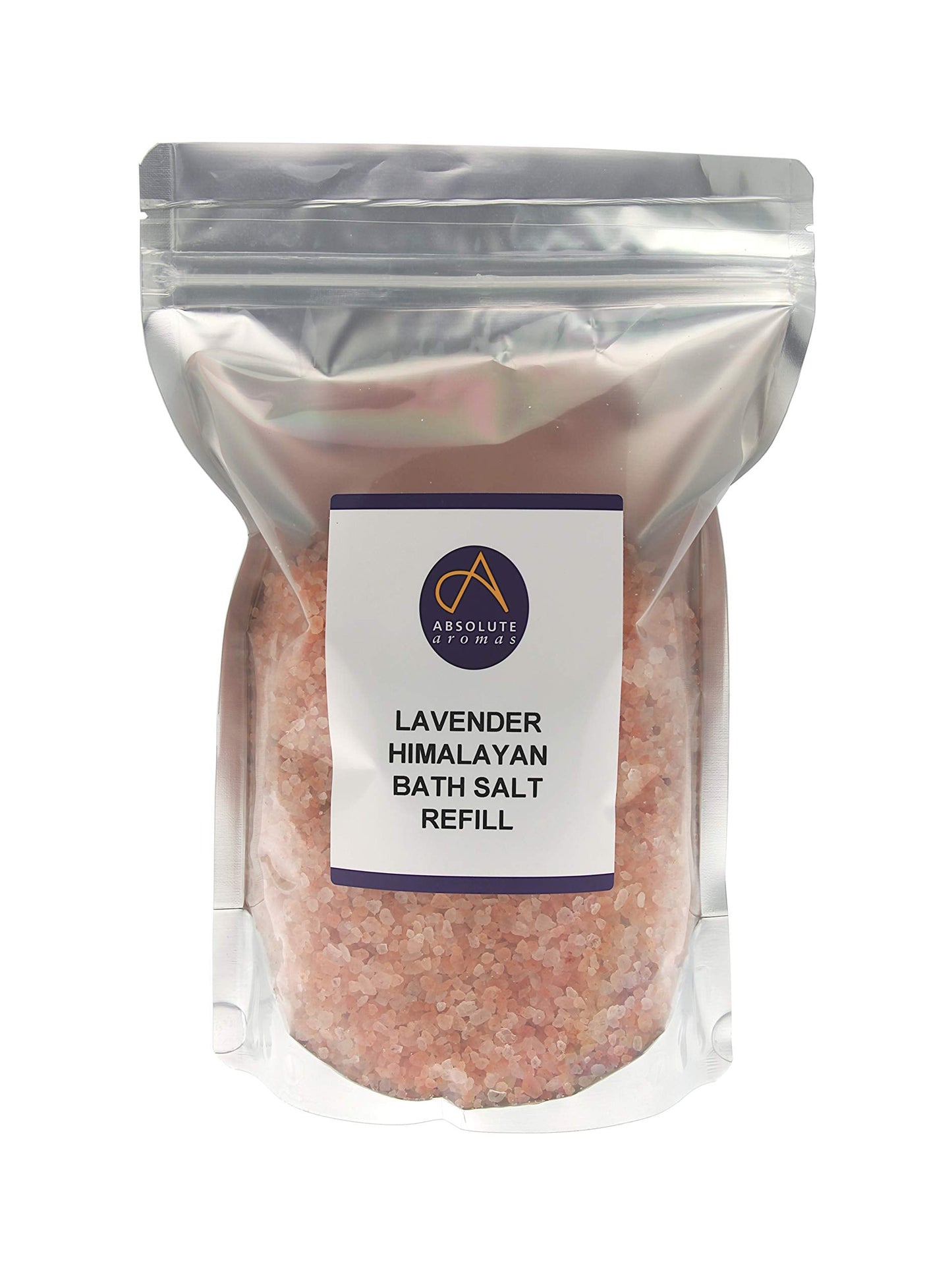 Absolute Aromas Lavender Bath Salts 1kg - Natural Pink Himalayan Salt Infused with 100% Pure Lavender French Essential Oil - Relax and soak Tired
