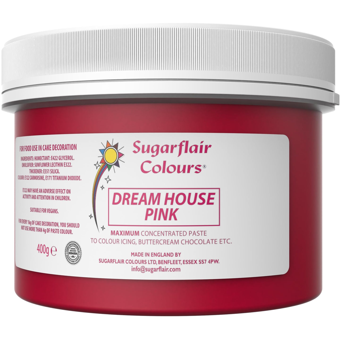 Sugarflair Dream House Pink Extra Food Colouring Paste, Maximum Concentrated Food Colouring for Buttercream, Sugar Paste, Royal Icing, Cake Mixes and