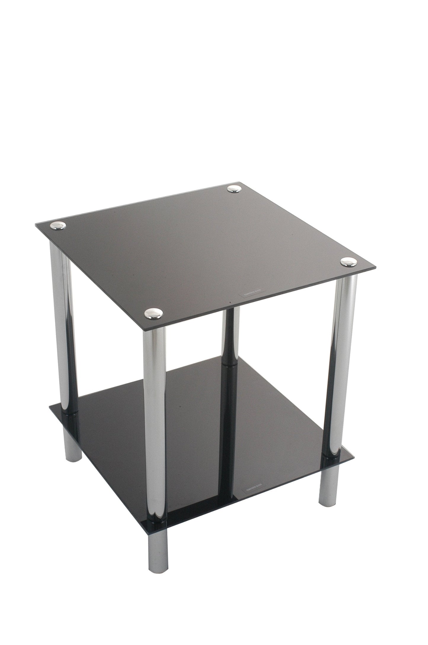 ASPECT 2-Tier black glass shelving rack/side end table-Matrix 2-Tier Display Glass Unit