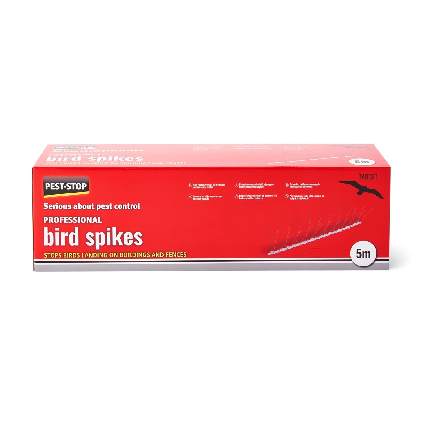Pest-Stop Professional Bird Spikes - Deter Birds - Windowsills, Ledges, Walls and Guttering - All weather - UV-resistant plastic - High standard, 10 x