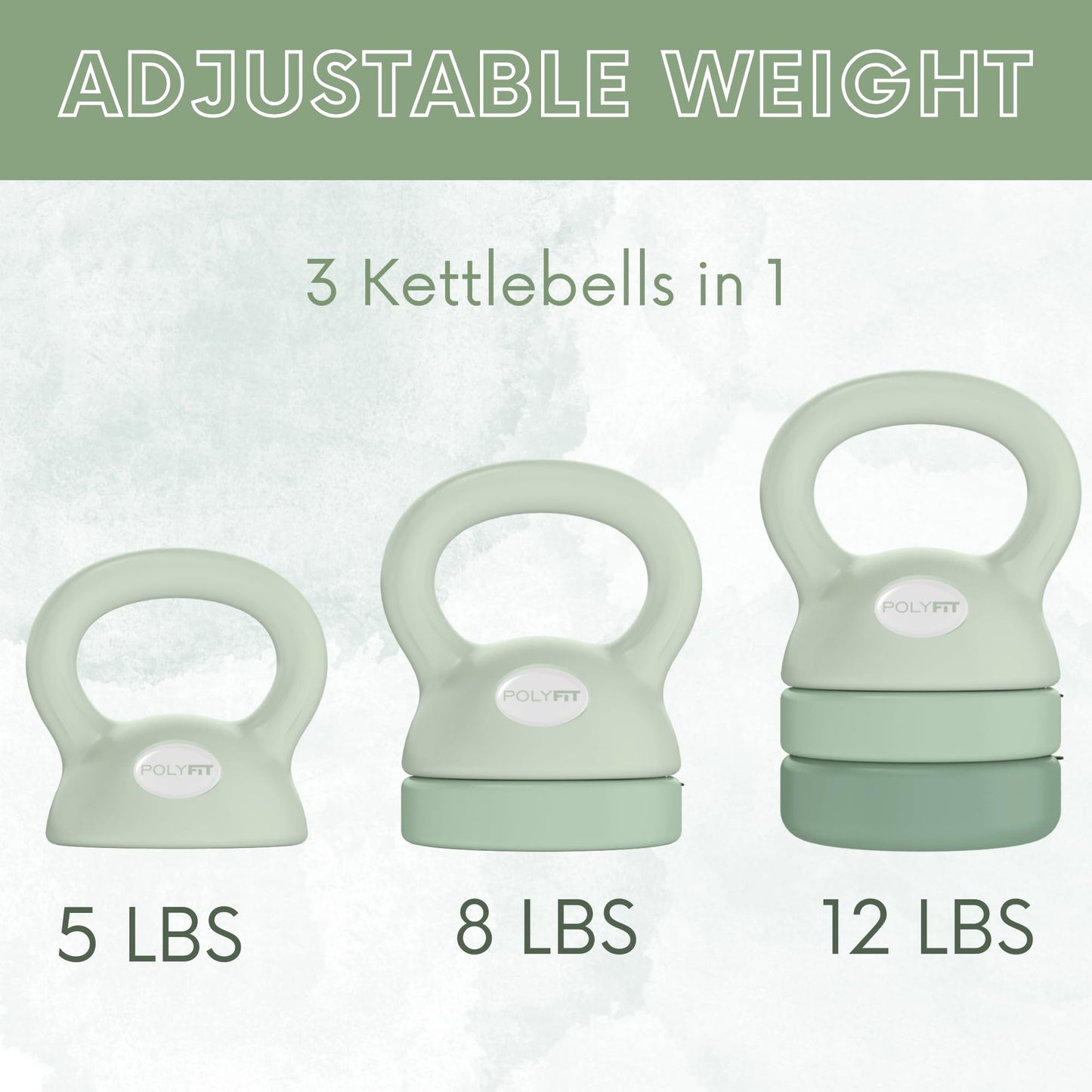 Polyfit Adjustable Kettlebell - 5 lbs, 8 lbs, 12 lbs Kettlebell Weights Set for Women