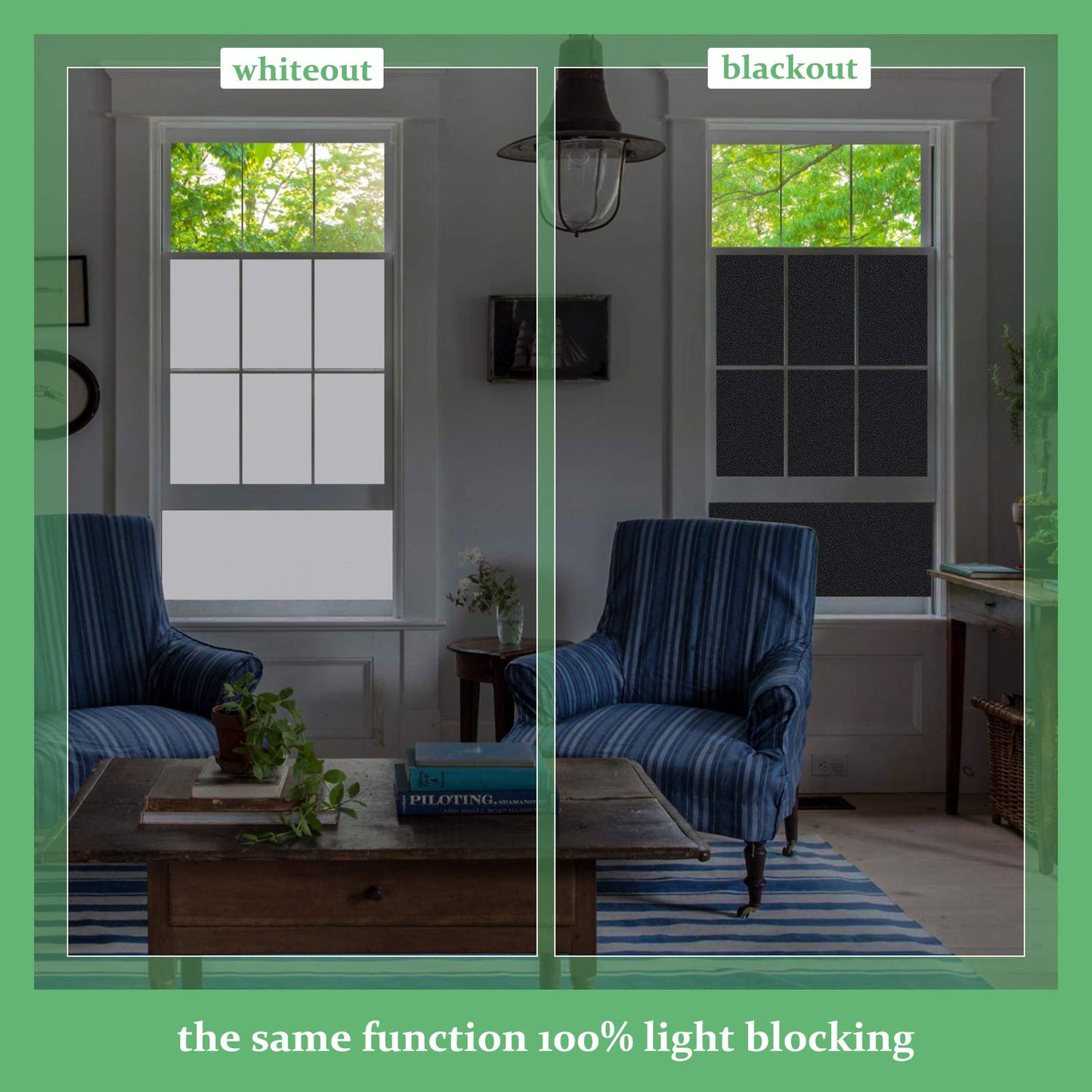Lifetree White Blackout Window Film 100% Light Blocking Total Privacy Non-Adhesive Glass Film Room Darkening/No Glue/Reduce Heat/Anti UV for Baby Room