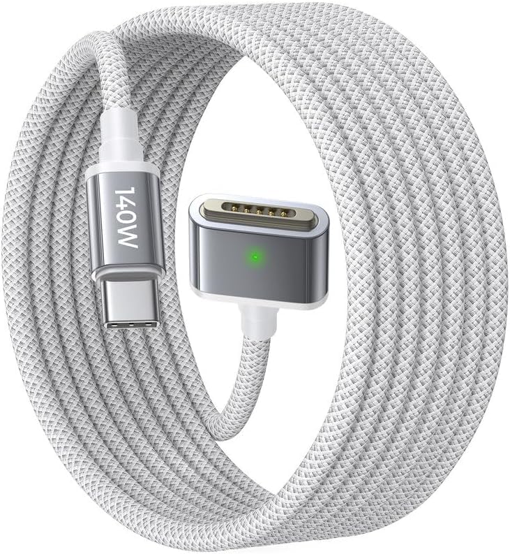 LISEN 140W USB-C Magnetic 3 Cable Fit for MacBook Charger, Nylon Braided 6FT Fit for MacBook Air 2023/2022(M2),MacBook Pro 2023(M3,M2,14-16