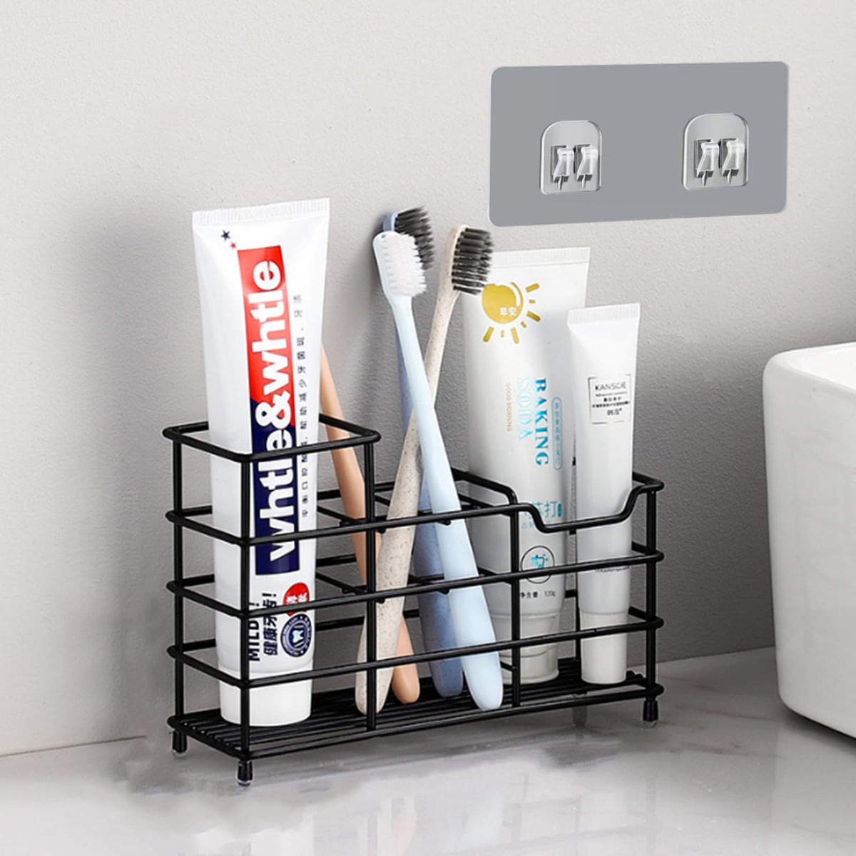 Binwat Toothbrush Holder Stainless Steel Wall Mounted Toothpaste Stand Ventilated Mould-Proof Toothbrush Caddy Eectric Toothbrush Holder Wall Stand (6