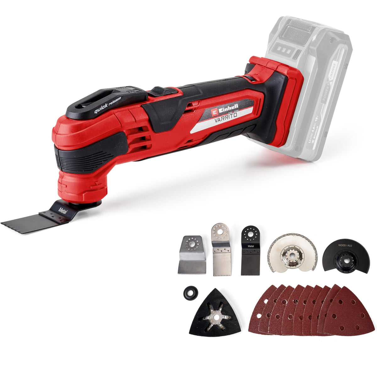 Einhell 18V Cordless Multi Tool with Accessories, Power X-Change, Multi-Use Cutting and Sanding Tool for Wood, Plastic, Metal and Tile (Battery Not