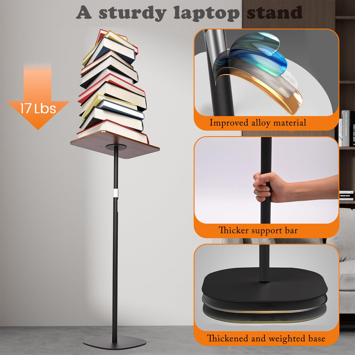 lesolar Lectern Podium Stand Adjustable 45~119cm Portable Standing Desk Table Steady Standing Desk Projector Stand,Laptop Computer Book Holder