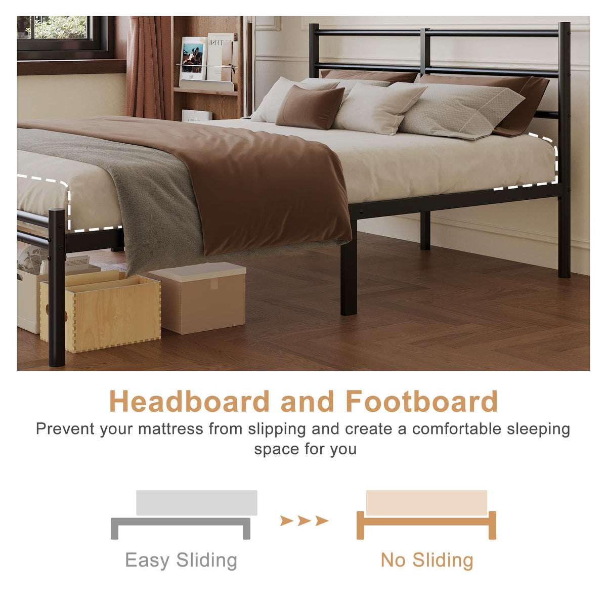 Yicensen Small Double Bed Frame with Headboard and Footboard
