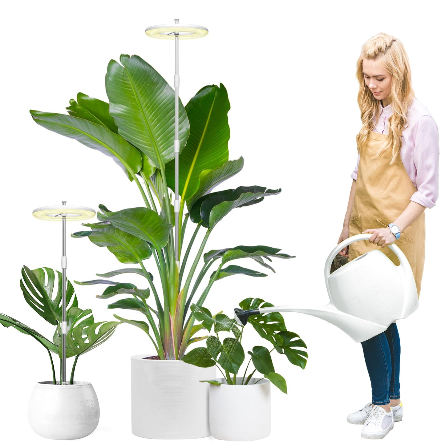 YUYMIKA Grow Lights for Indoor Plants, 72 LEDs Full Spectrum Led Plant Grow Light, 10 Dimmable Levels Grow Lamp with Auto Timer, 30-162CM Adjustable
