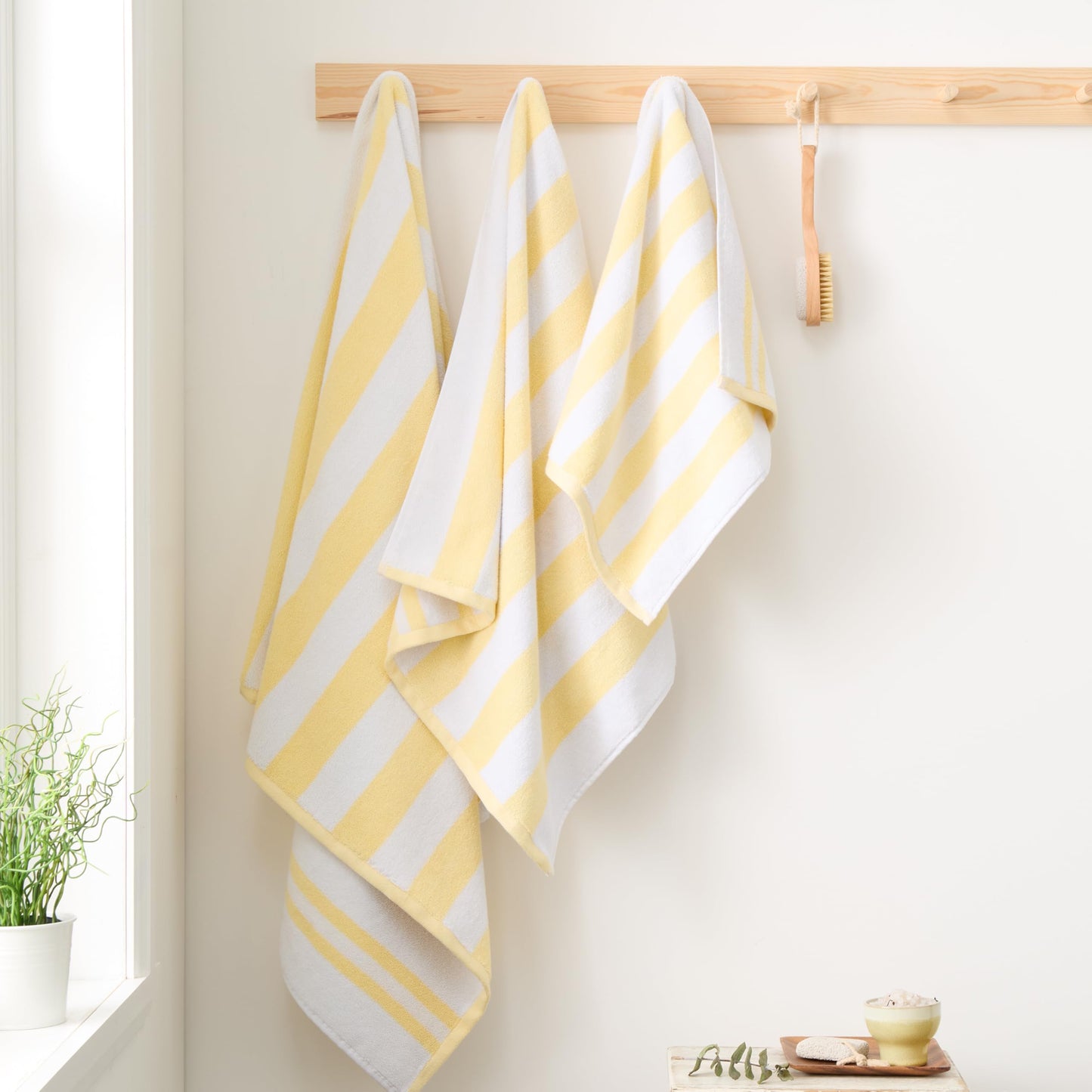 Bianca Reversible Stripe 100x150cm Cotton Jacquard Bath Sheet Yellow