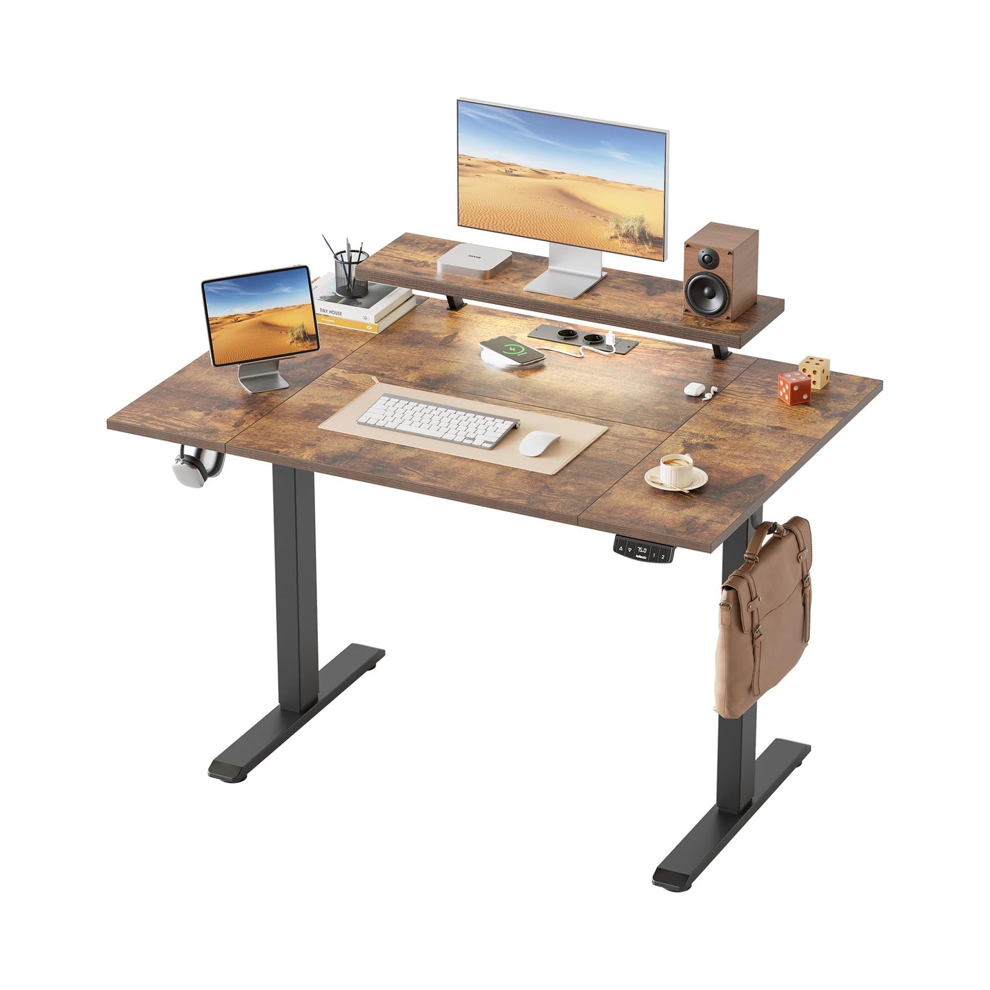 Klicelor Electric Standing Desk, Led & Plug, Movable Monitorstand, 120x80