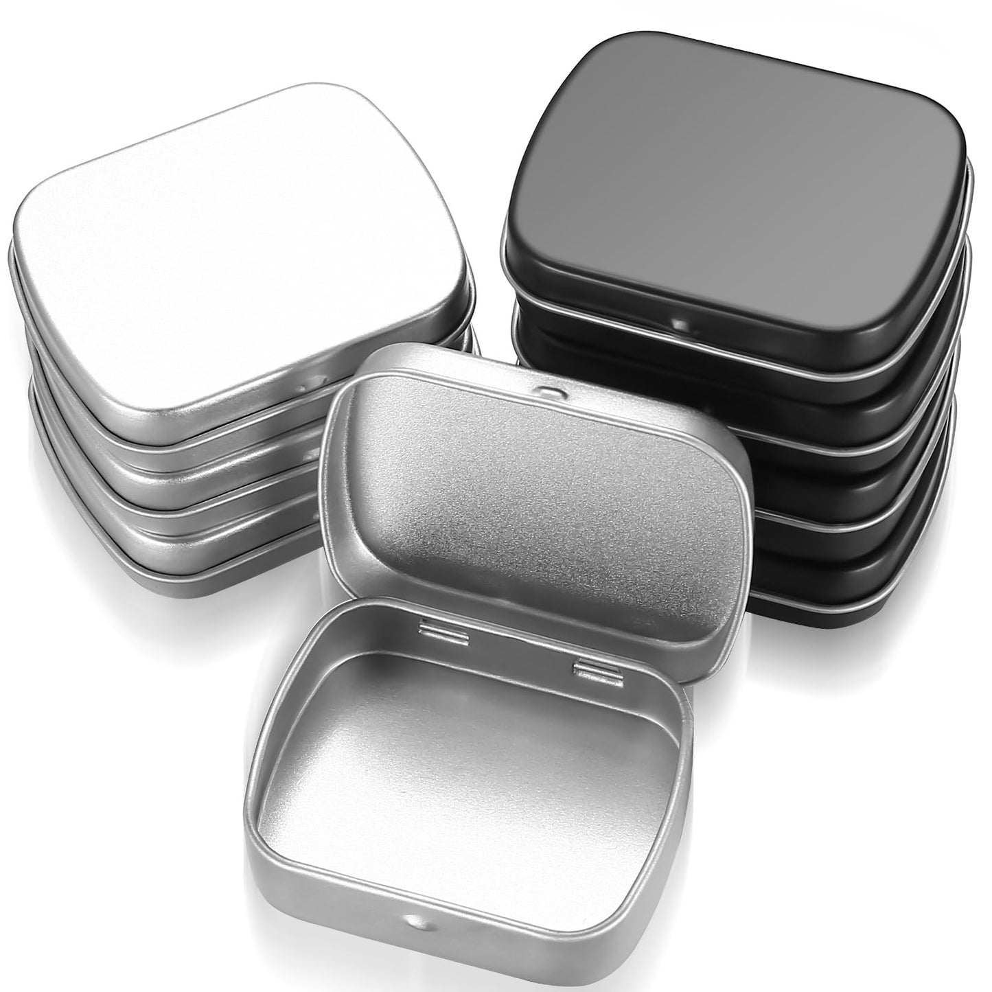 HAOCHEN 8 Pieces Rectangular Small Tin Boxes, Tins Containers, Empty Hinged Tins with Lids