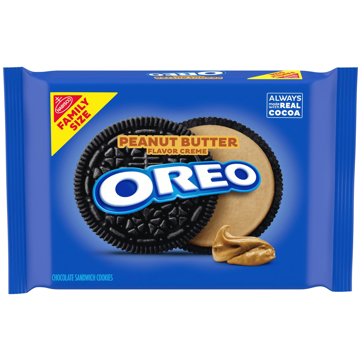OREO Chocolate Sandwich Cookies, Peanut Butter Flavored Creme, 1 Resealable 17 oz Family Size Pack