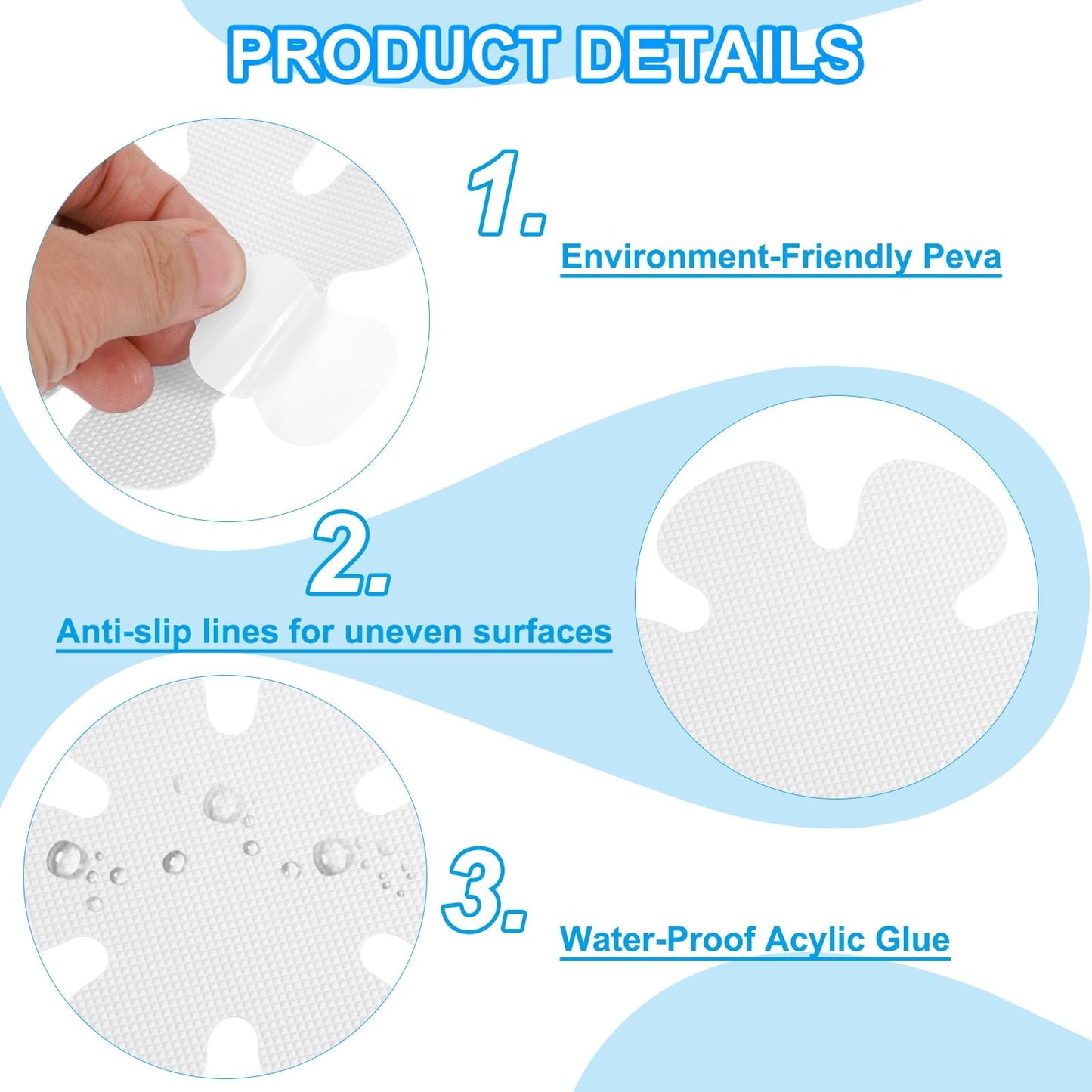 PATIKIL Bathtub Non Slip Stickers 3.9 x 3.9 Inch, 20 Pack Flower Safety Shower Floor Anti Slip Stickers with Adhesive Decals Scraper for Bath Tub
