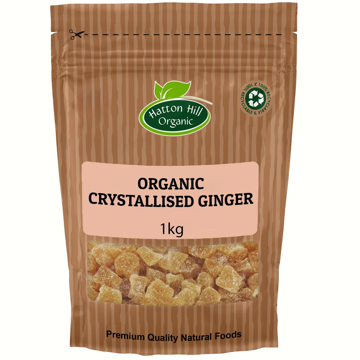 Organic Crystallised Ginger 1kg by Hatton Hill Organic | A Zesty Fusion of Sweetness and Health