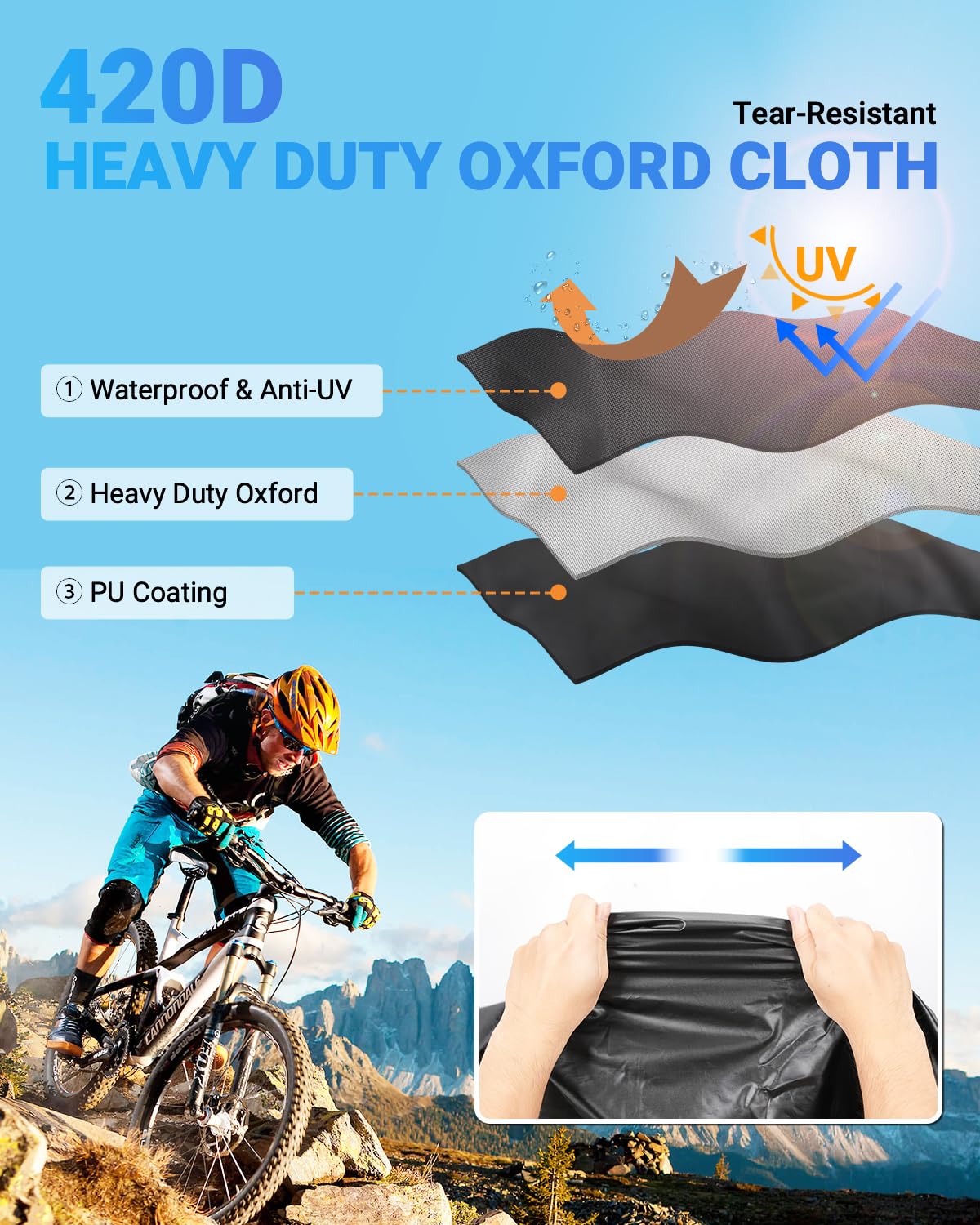 SUPAREE 3 Bikes Bicycle Covers Outdoor Storage Bike Cover Waterproof Bike Covers for Transport 3 Bikes 420D Oxford Heavy Duty for Motorhome Caravan