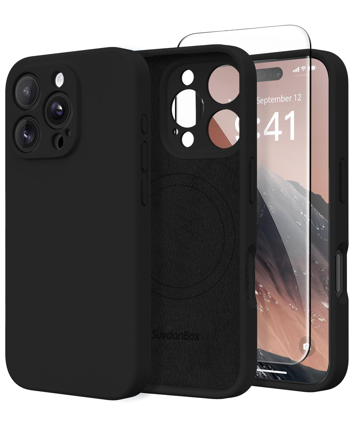 SuydanBox Magnetic for iPhone 16 Pro Case, Compatible with MagSafe, [Full Camera Protection][Screen Protector] Silicone Shockproof Protective Phone