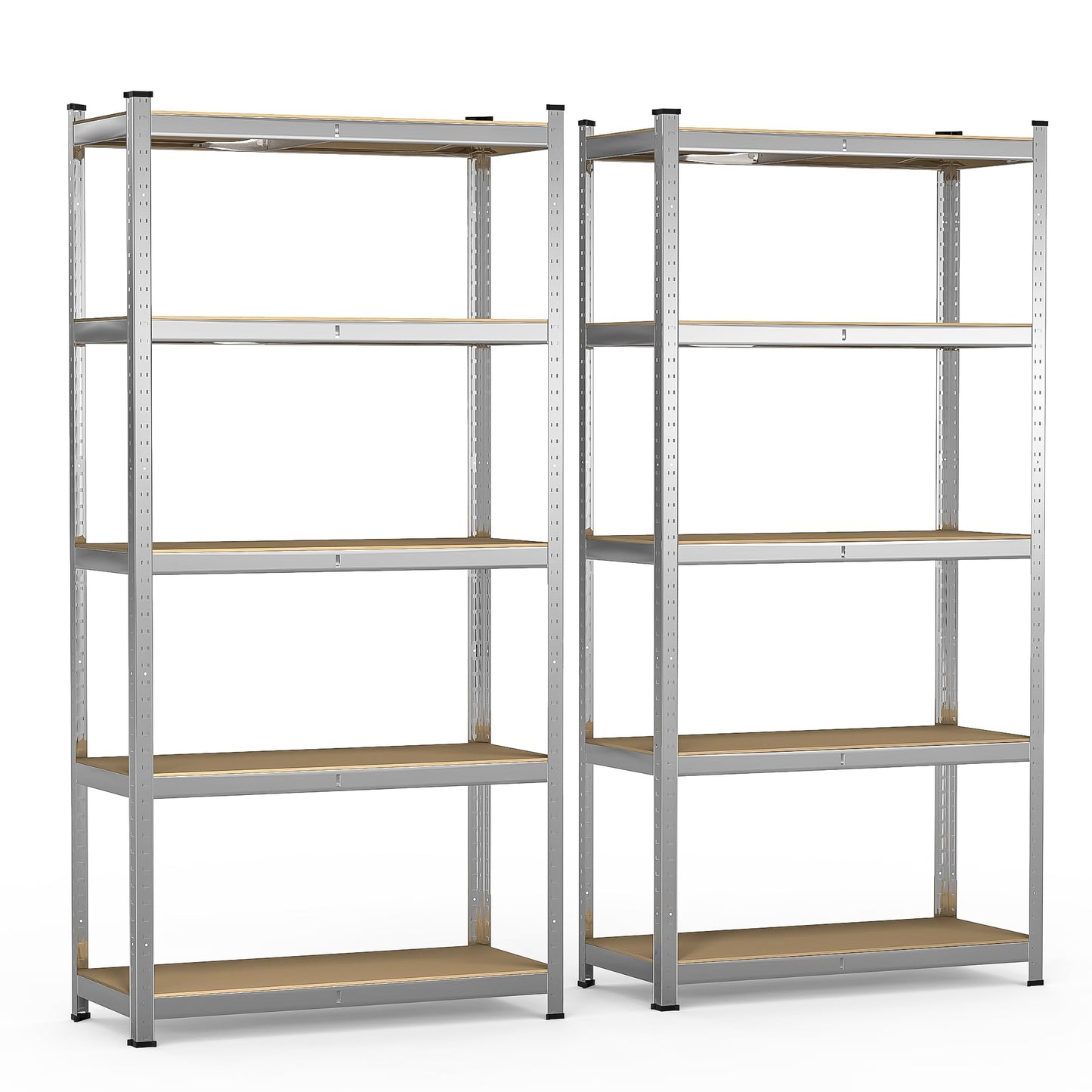 VOUNOT? 5-Tier Heavy Duty Shelving Units, Set of 2 Metal Storage Racking for Garage, Shed, Workshop & Warehouse, Freestanding Shelves, Load Capacity