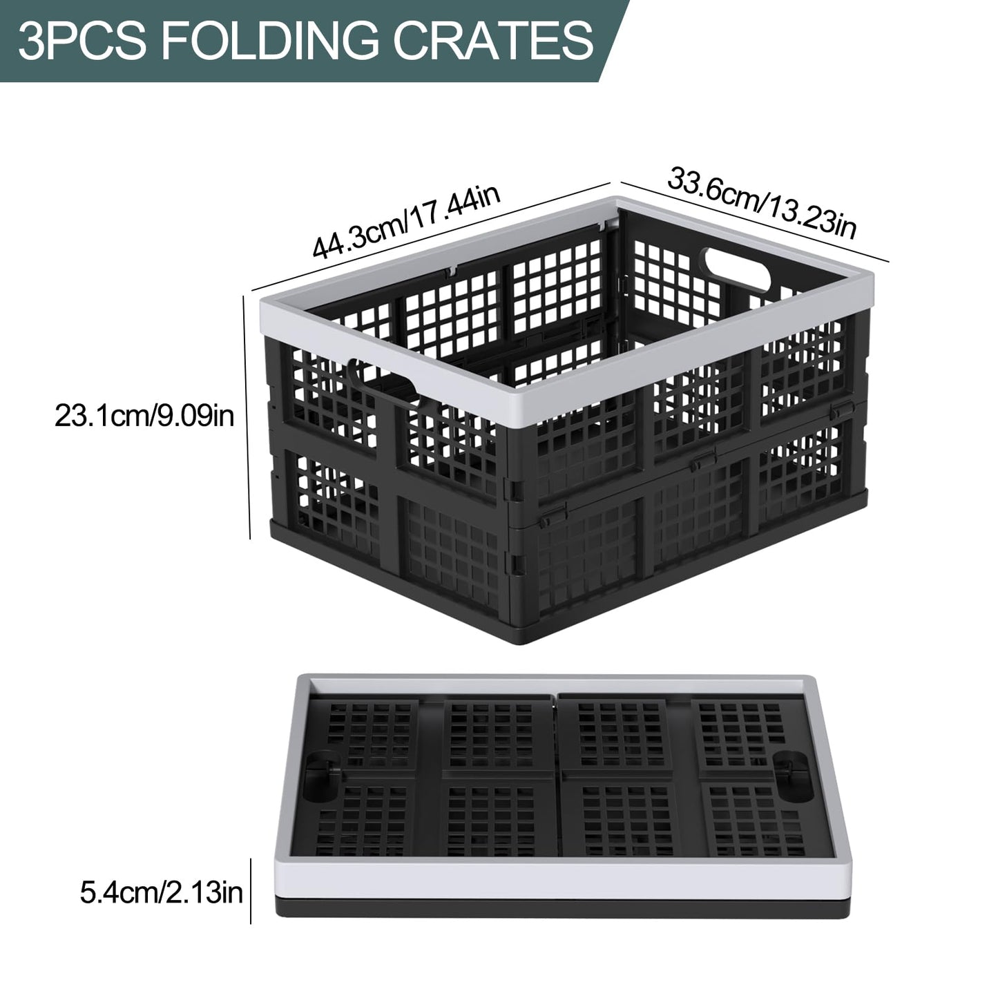 Ziglous 35 Litre Plastic Collapsible Storage Boxes, Folding Storage Crate