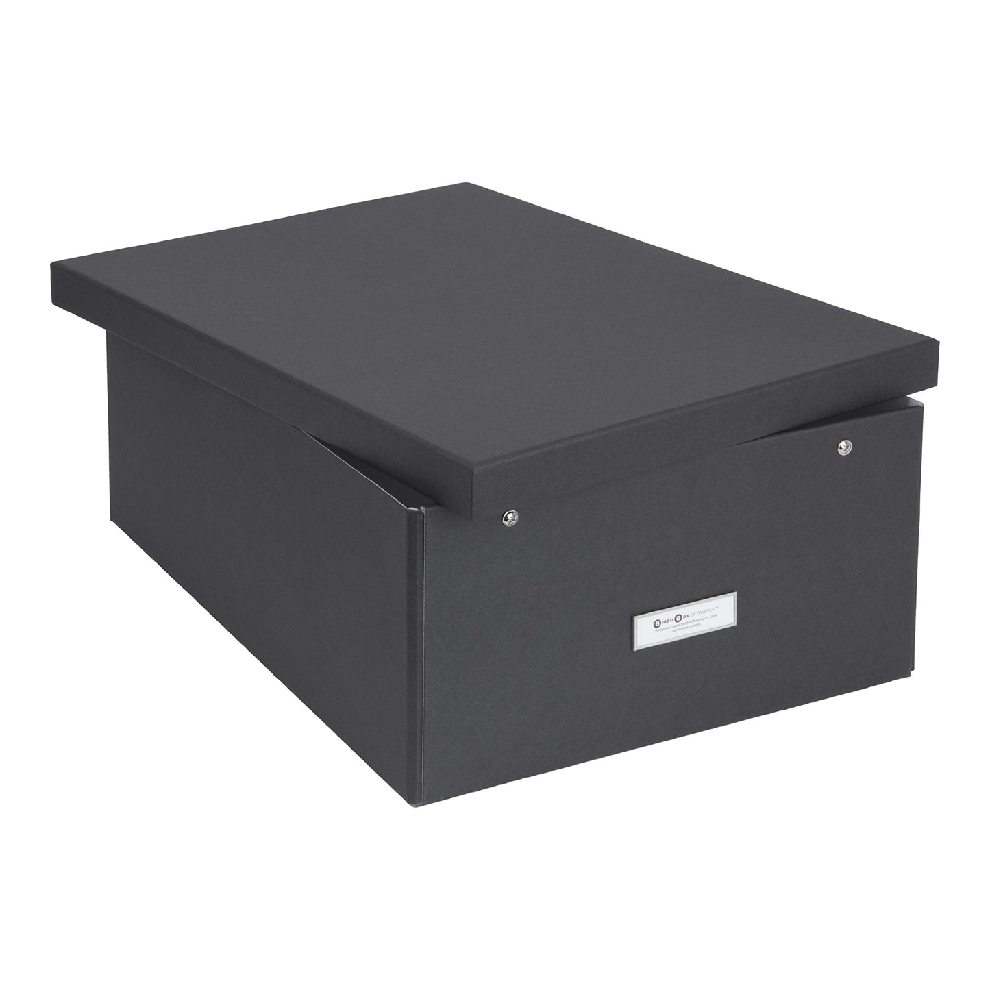 Bigso Box of Sweden Collapsible Storage Box, Paper-Laminated, Dark Grey, L