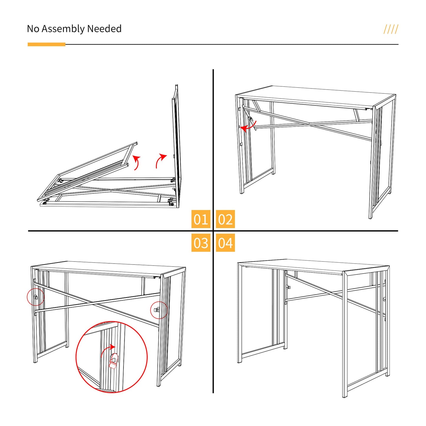 Lutown-Teen Folding Desk 47 inch No Assembly Required, White