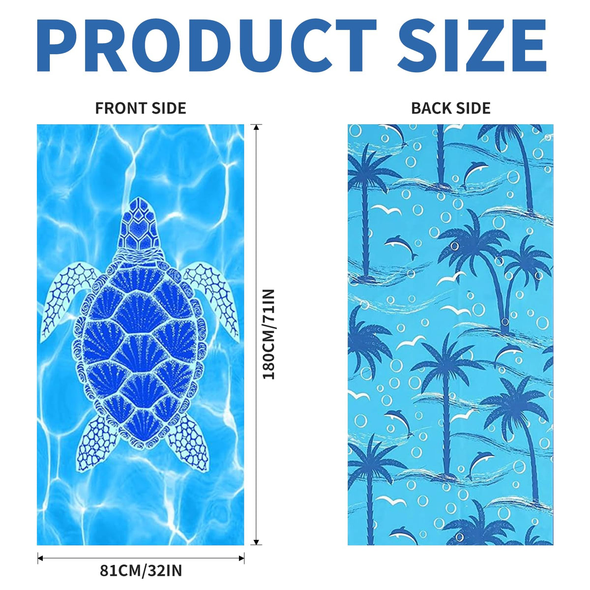 Beach Towels, 2 Pack 180 x 80 cm Microfibre Towels, for Travel, Thin Design