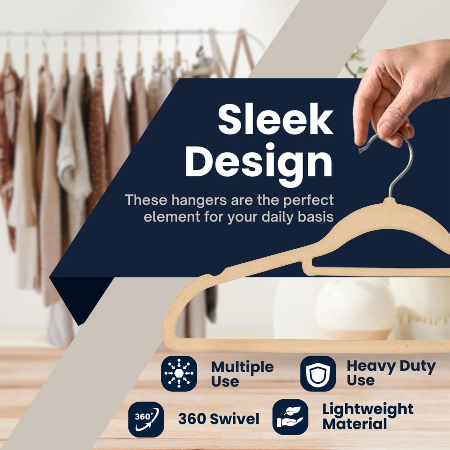 Sasha Morel 20 Pack Velvet Coat Hangers – Non Slip Velvet Hangers for Clothes, Space Saving Adult Hangers with Tie Organizer & Swivel Hooks