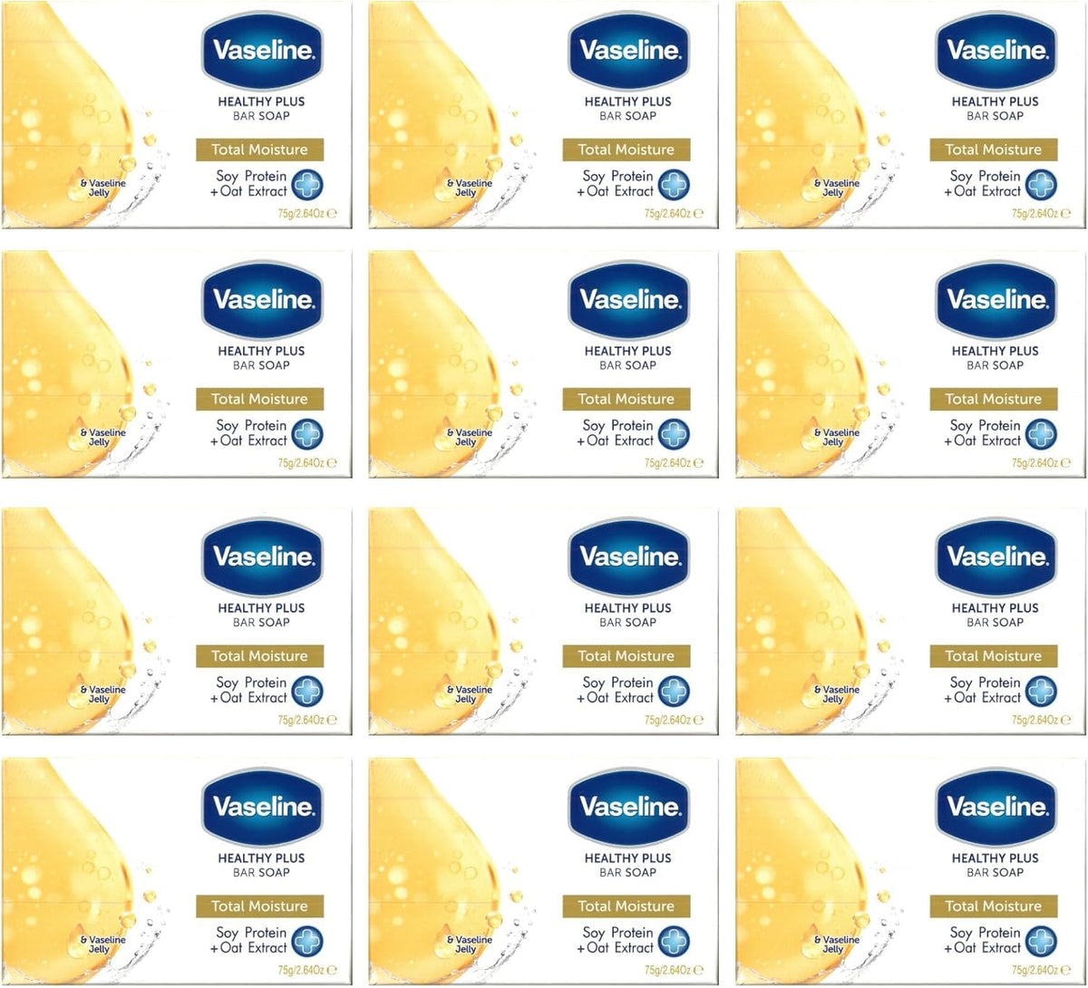 Vaseline Healty Plus Total Moisture Soap 12 x 75g | Pack of 12 (12)