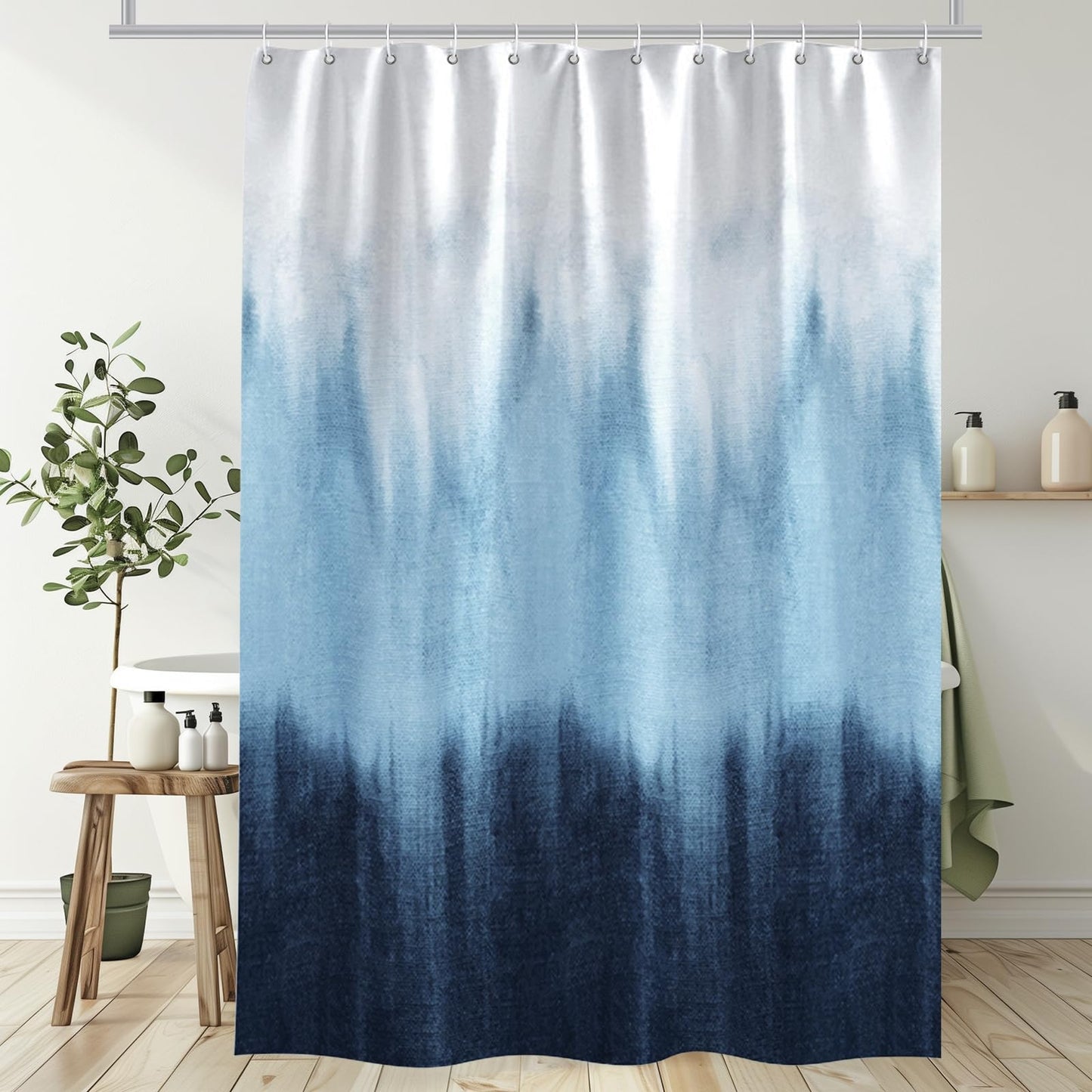 Lirzxin Shower Curtain 180 x 200 cm, Anti Mould Shower Curtain Waterproof Polyester Abstract Gradient Forest Theme Modern Thick Bathroom Bath Curtain