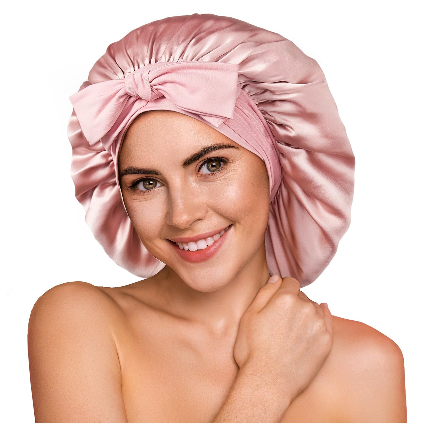 Umisleep 100% Silk Bonnet for Sleeping Women, Larger Double Layer 22 Momme Mulberry Silk Hair Bonnet for Sleeping Curly Long Hair, Non-Slip Sleep Hair