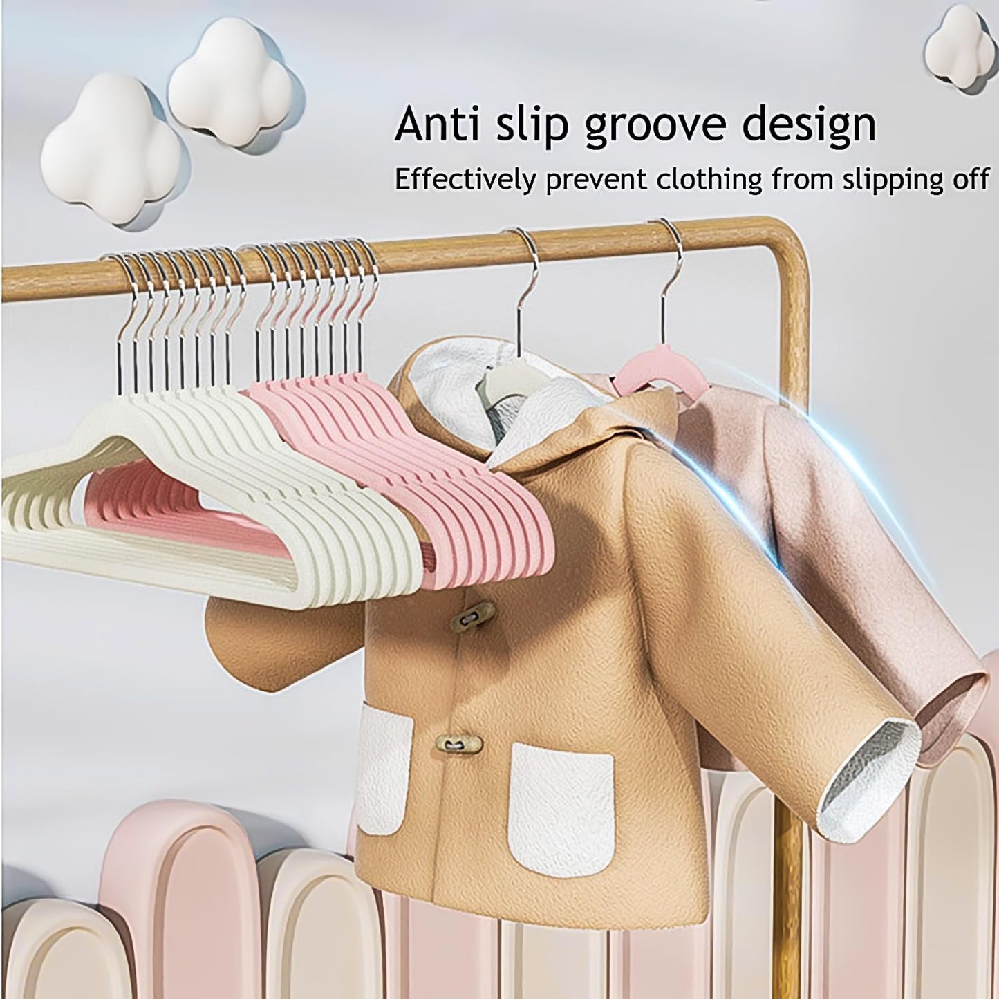 Baby Velvet Hanger 10Pcs, Non-Slip Kids Coat Hangers, Ultra-Slim Space Saving Toddler Children's Hangers for Clothes