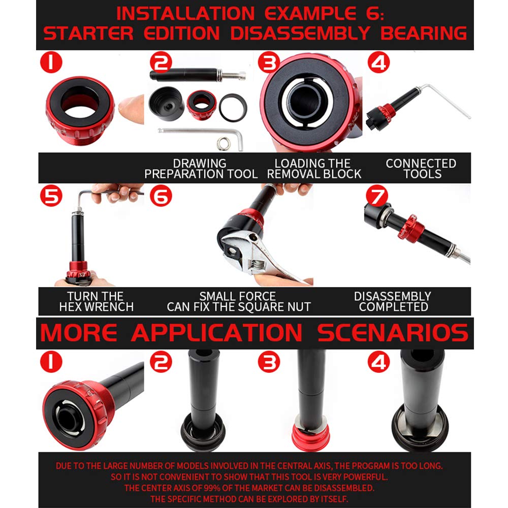 Lixada Bicycle Bearing Press Kit Bike Bottom Bracket Install and Removal Tool Kit Bike Bottom Bracket Remover for BB86/BB30/BB91/BB92/PF30