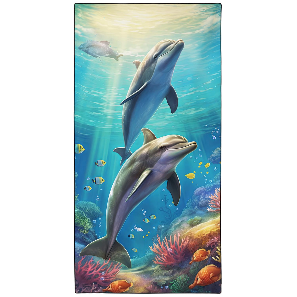 YISUMEI Marine Dolphins Beach Towels for Adults Extra Large 180 x 90 cm, Microfibre Lightweight Quick Dry Towel for Swimming Pool Cruise Travel Sports
