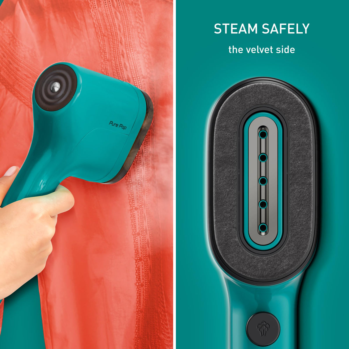 Tefal Pure Pop Slim Handheld Clothes Steamer, No Ironing Board Needed, Ready to Use in 15 Seconds, 70ml Detachable Water Tank, Travel Iron, Garment