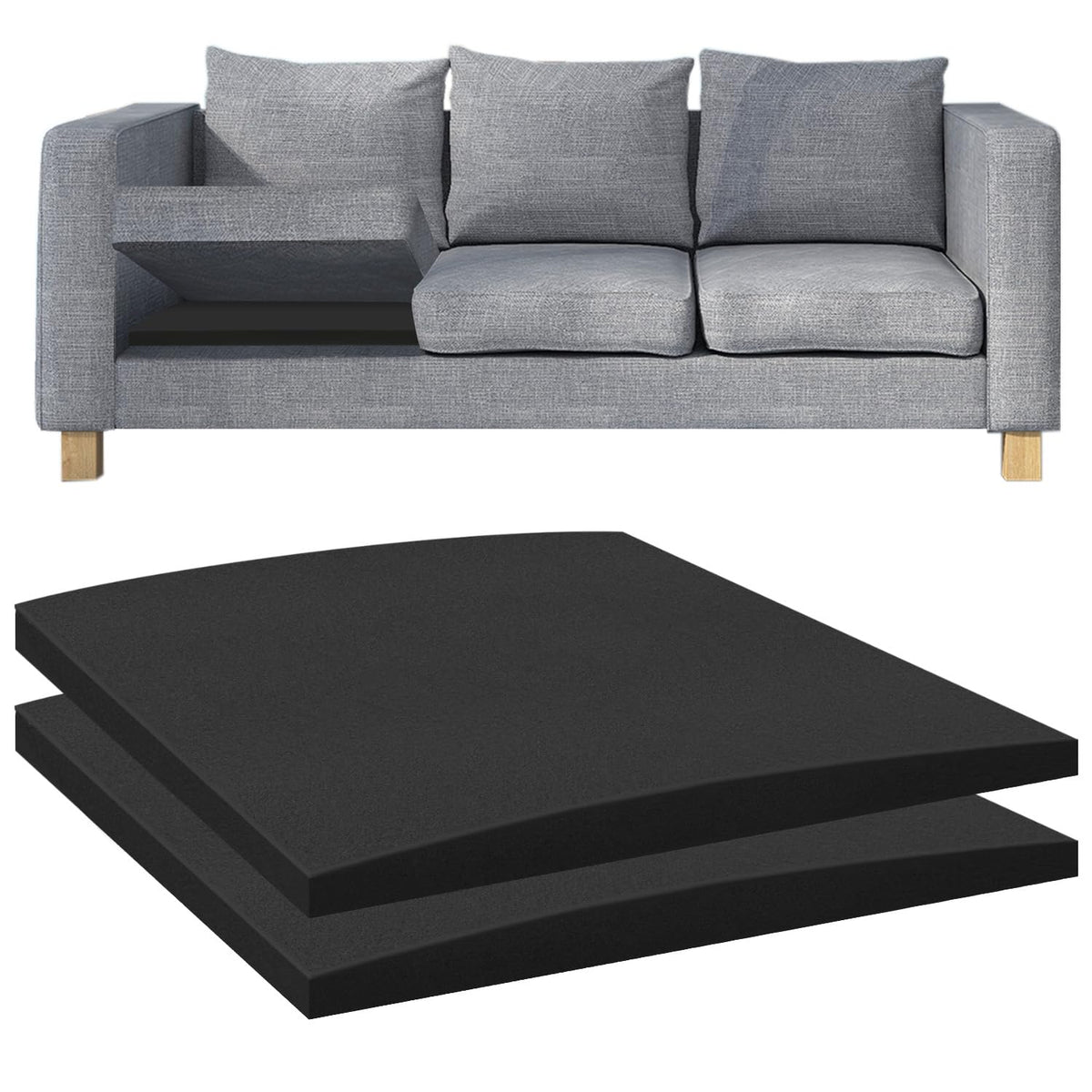 Duscdesp 50×50cm Sofa Support Boards,Sofa Bed Support Cushion Sofa Saver,Cushion Sag Repair for Corner Sofa Sofa Bed Couches Settee (Black & 2 Pcs)