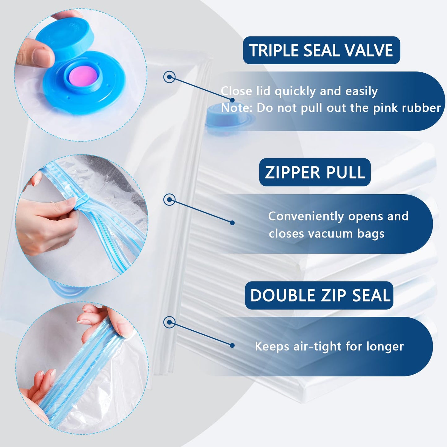 Vacuum Storage Bags - 10 Pack Jumbo (80X100cm) Space Saver Sealer Compression Bags, Reusable Vacuum Bags for Storage Clothes, Duvets, Bedding, Quilts