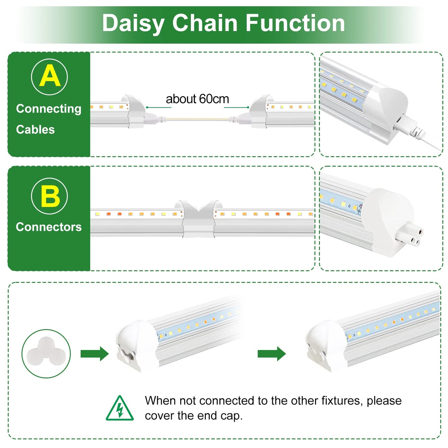 wolezek 2FT T8 Grow Light, 384 LEDs Grow Lights for Indoor Plants, with Dasiy Chain Function, Full Spectrum Led Plant Grow Lights for Greenhouse/Grow