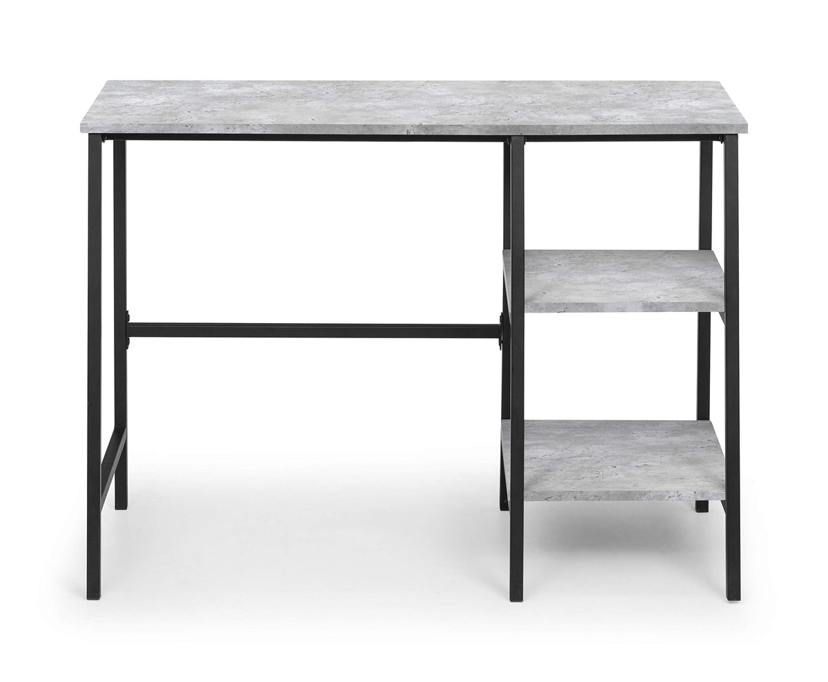 Julian Bowen Staten Desk with Shelves, Concrete Effect - H72 x W104 x D45cm