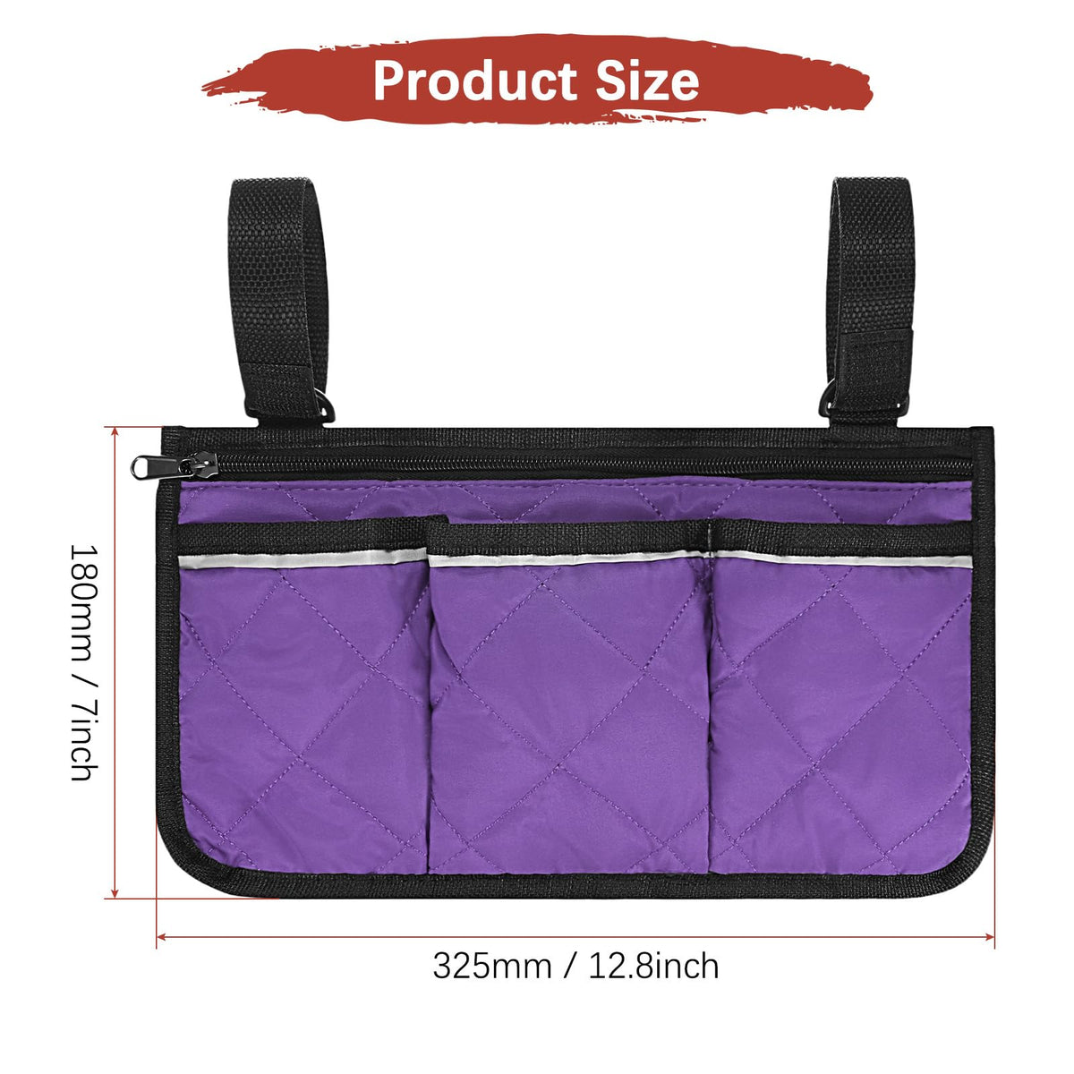 TIXIPEM 1-Pack Beach Chair Armrest Bag 12.8"x7" Polyester, Wine Red